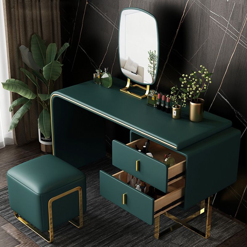 Vanity trucco glam con 2 cassetti di stoccaggio da 20,47 "largo cassettiere in pelle finta