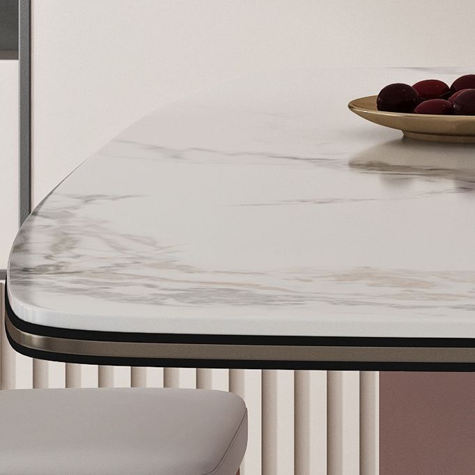 Juego de comedor de piedra sinterizada estilo diseñador, juego de mesa de comedor rectangular de 1/3/4/5/7 piezas