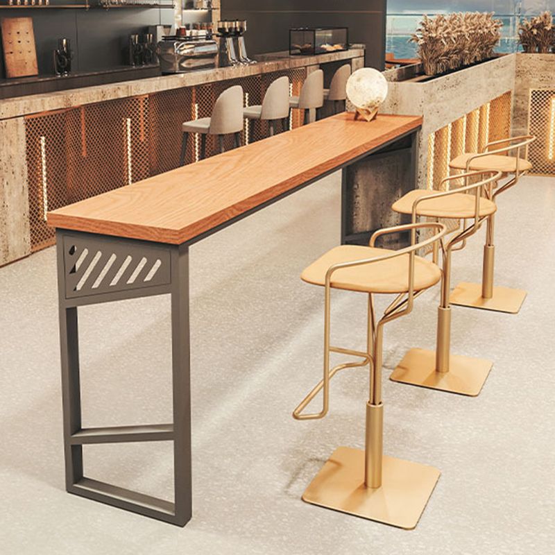 Table bistrot de bistrot en bois massif rectangle Table de pub industriel avec base en métal