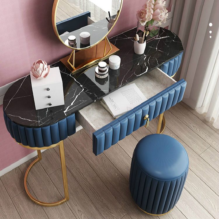 Glam Slate Top Make -up Waschtisch Set Blau 1 Schubladen Eitelkeitsveredelungstisch