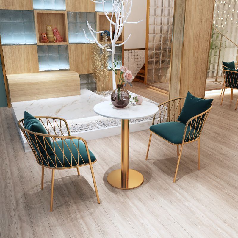 Glam Style Faux Marble Dining Set Round 1/2/3/4/5 Pièces Pièces Ensemble pour Utilisation à domicile