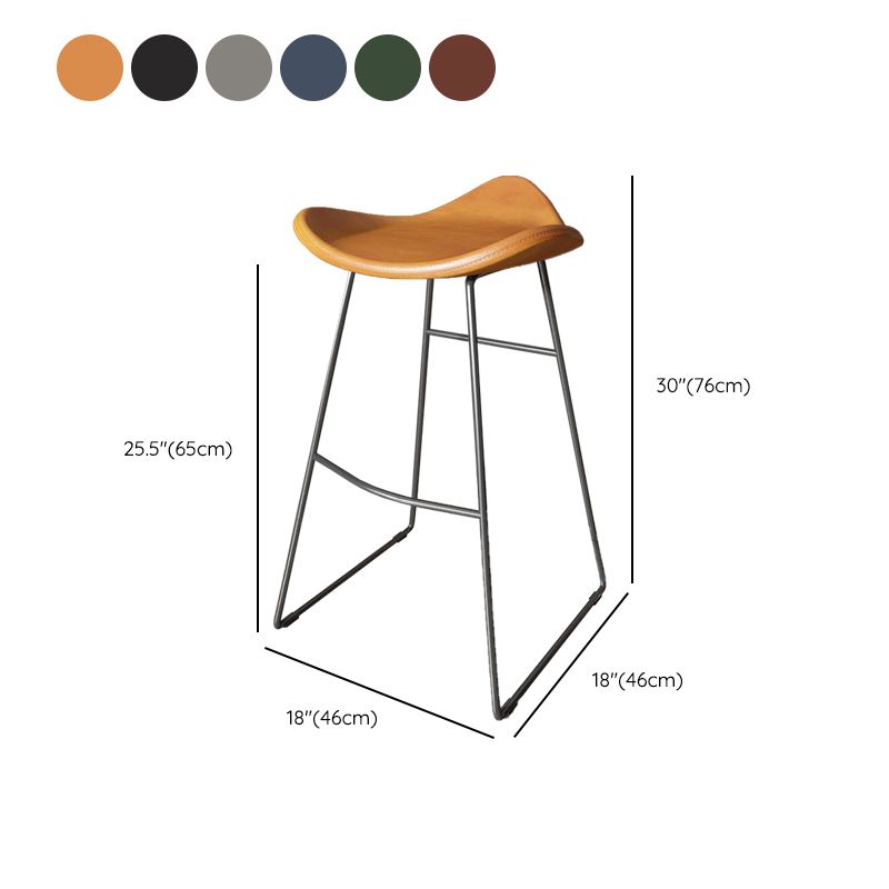 Contemporary Faux Leather Armless Bar Stools with Metal Base Clearhalo 'Bar Furniture' 'Bar Stools' 'bar_stools' 'furn' 'furn_bar_stools' 'Furniture' 'Kitchen & Dining Furniture' 1200x1200_58578606-da0f-4925-b256-b1f1c3d90270