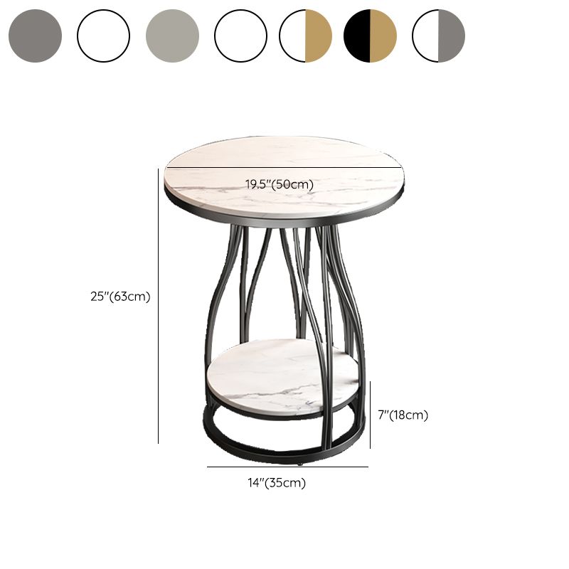 2-Tier Modern Metal Round Side Table 19.7-inch End Table with Shelf Clearhalo 'Coffee & Accent Tables' 'End & Side Tables' 'end_side_tables' 'furn' 'furn_end_side_tables' 'Furniture' 'Living Room Furniture' 1200x1200_5859d485-16c2-42c8-9e92-62e67a41b161
