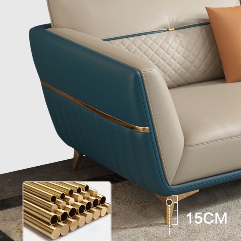 Sofá y chaise de brazo de cuero genuino contemporáneo resistente a las manchas