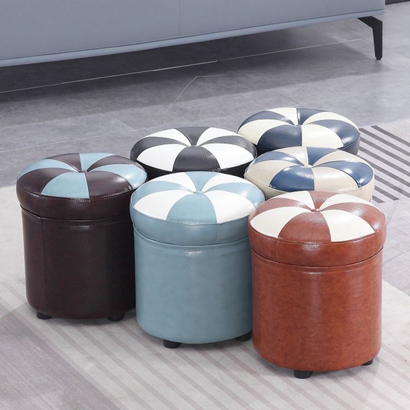 Modern Pouf Ottoman Faux Leather Tufted Geometric Printed Cylinder Shape Ottoman Clearhalo 'furn' 'furn_ottomans_poufs' 'Furniture' 'Living Room Furniture' 'Ottomans & Poufs' 'ottomans_poufs' 1200x1200_585bf20c-3d92-4947-83d3-a8b1dec2e697