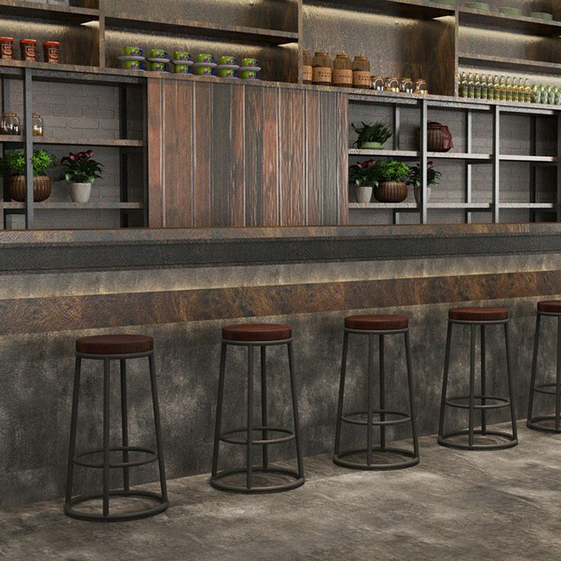 Industrial Armless Backless Counter Stool Iron Cashier Bar Stool with Seat and Pedal Clearhalo 'Bar Furniture' 'Bar Stools' 'bar_stools' 'furn' 'furn_bar_stools' 'Furniture' 'furniture_bar_stools' 'Kitchen & Dining Furniture' 1200x1200_585c1d3f-e418-4f18-b814-7fd40e903d03