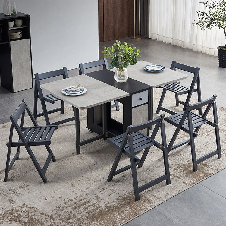 Mid-Century Modern Rectangle Dining Table Drop-Leaf Table for Kitchen (only table) Clearhalo ' dining_table' 'Dining Tables & Seating' 'Dining Tables' 'furn' 'furn_dining_table' 'Furniture' 'furniture_dining_table' 'Kitchen & Dining Furniture' 'kitchen&dining_furn' 'kitchen' 'kitchen_dining_table' 1200x1200_585c7809-031e-4e0f-a3f8-74ba3946bf7a