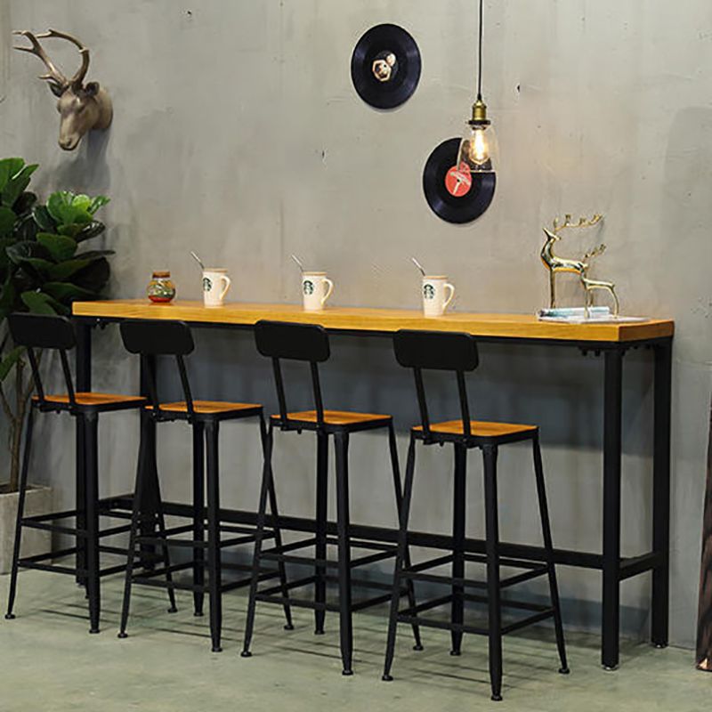 Solid Wood and Metal Pub Bar Table Industrial Rectangle Counter Wine Table Clearhalo 'Bar Furniture' 'Bar Tables' 'bar_tables' 'furn' 'furn_bar_tables' 'Furniture' 'furniture_bar_tables' 'Kitchen & Dining Furniture' 1200x1200_585d15f1-0a9a-4b62-9d4d-9c548429c78a