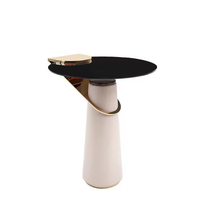 Tableau de la table ronde en verre 23.62 "Table de l'extrémité du piédestal en cuir de haut