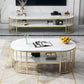 Glam Marble Coffee Cocktail Table Frame Oval Coffee Table with Shelf Clearhalo 'Coffee & Accent Tables' 'Coffee Tables' 'coffee_tables' 'furn' 'furn_coffee_tables' 'Furniture' 'Living Room Furniture' 1200x1200_586234c1-8d87-4a52-afd6-6b0ebec963f3
