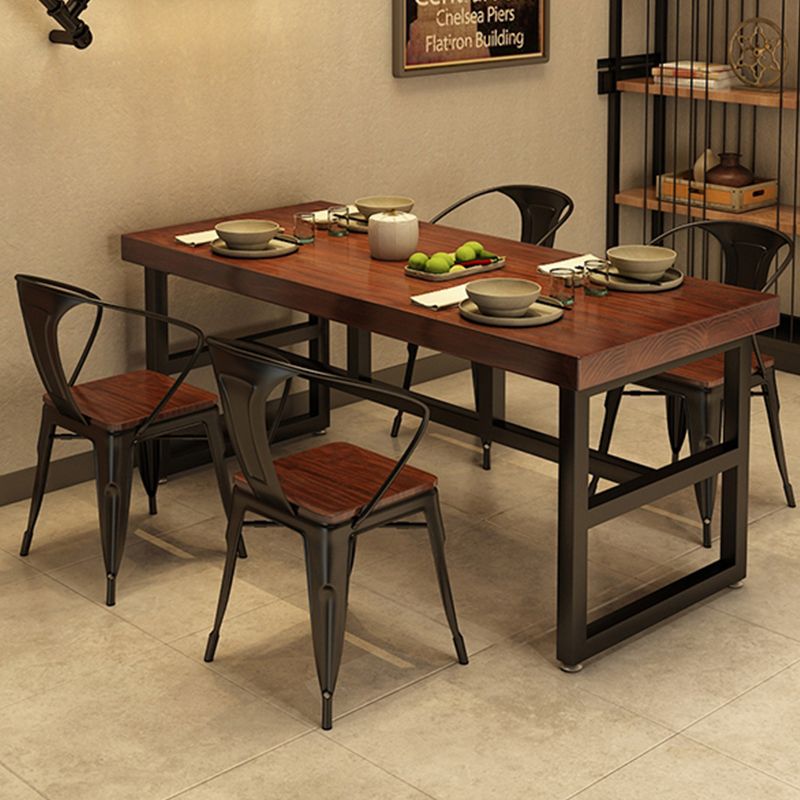Solid Wood Industrial Dining Table Brown Dinette Table with Metal Frame Clearhalo 'Dining Tables & Seating' 'Dining Tables' 'dining_table' 'furn' 'furn_dining_table' 'Furniture' 'Kitchen & Dining Furniture' 1200x1200_5862af0d-4dd7-4e46-bfc5-fb3fa02f33f0