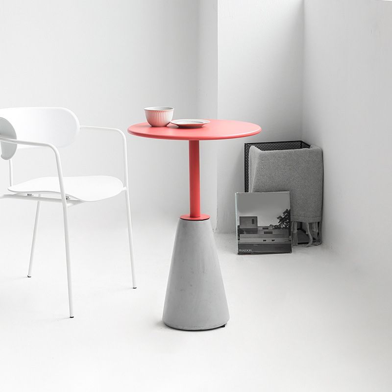 Lacquer Concrete Modernistic Table Round Side End Table for Living Room