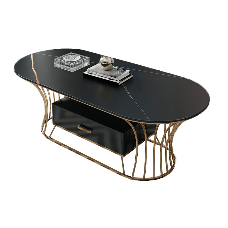 Glam Frame Single Coffee Table Oval Coffee Table with Drawer Clearhalo 'Coffee & Accent Tables' 'Coffee Tables' 'coffee_tables' 'furn' 'furn_coffee_tables' 'Furniture' 'Living Room Furniture' 1200x1200_586494e8-c4c2-4fc8-ae48-e919fefa357a