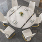 Round Dining Table Set with Padded Chairs 1/5/7 Pieces White Dining Set for Home