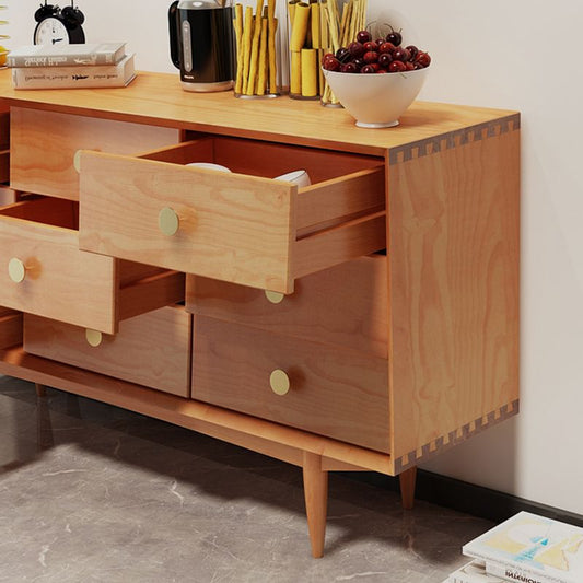 Ultra-Modern Double Dresser Horizontal Solid Wood Storage Chest Dresser for Bedroom