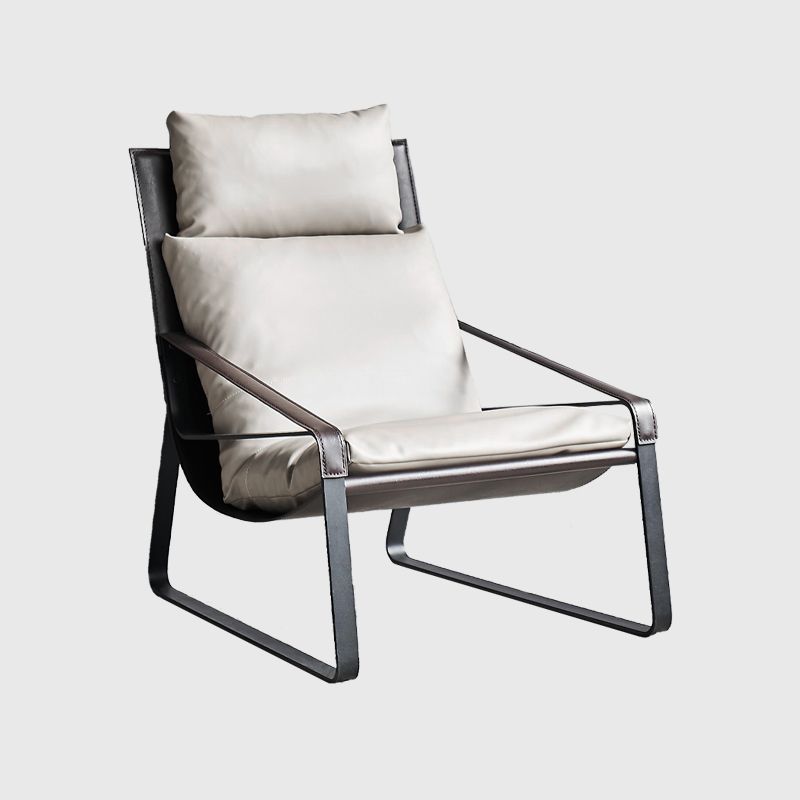 Solid Color Armchair With headrest, Modern Iron Frame Lounge Chair Clearhalo 'Accent Chairs' 'accent_chairs' 'Chairs & Seating' 'furn' 'furn_accent_chairs' 'Furniture' 'furniture_accent_chairs' 'Living Room Furniture' 1200x1200_586b7ad2-daaa-4f7c-ae50-33316df7f194