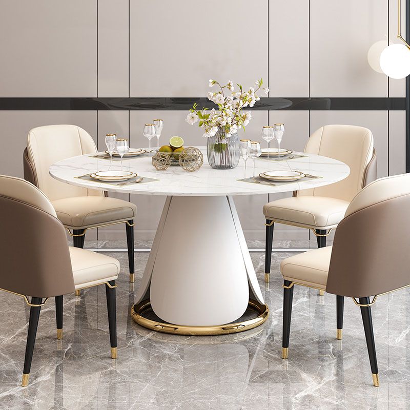 Nordic 1/4/5/7 Pieces Dining Set with Round Table and Leather Chairs Dinette Set Clearhalo 'Dining Room Sets' 'Dining Tables & Seating' 'dining_room_set' 'furn' 'furn_dining_room_set' 'Furniture' 'furniture_dining_room_set' 'Kitchen & Dining Furniture' 'kitchen&dining_furn' 'kitchen' 1200x1200_586ba9ff-9407-4db5-b6af-83ef8b536149
