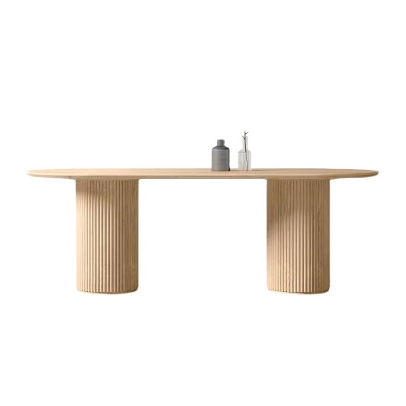 Tavolo da laptop a forma di ovale Distanza di scrittura in legno in naturale