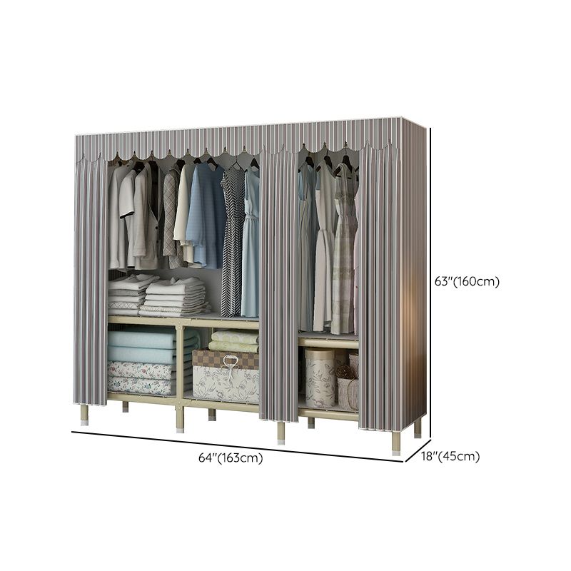 Contemporary Style Steel Wardrobe Cloth Rod Included Wardrobe Closet with Legs Clearhalo 'Armoires & Wardrobes' 'armoires_wardrobes' 'Bedroom Furniture' 'furn' 'furn_armoires_wardrobes' 'Furniture' 1200x1200_586bc147-c152-49d7-aa1d-0eb4e099515d