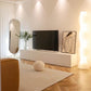 12 / 16 - Inch TV Console Faux Wood TV Console Stand With Cabinets / Drawers in White Clearhalo 'furn' 'furn_tv_stands_entertainment_centers' 'Furniture' 'Living Room Furniture' 'TV Stands & Entertainment Centers' 'TV Stands & Media Storage Furniture' 'tv_stands_entertainment_centers' 1200x1200_586be443-f759-4ae8-b7b4-ce4441f8c3e3
