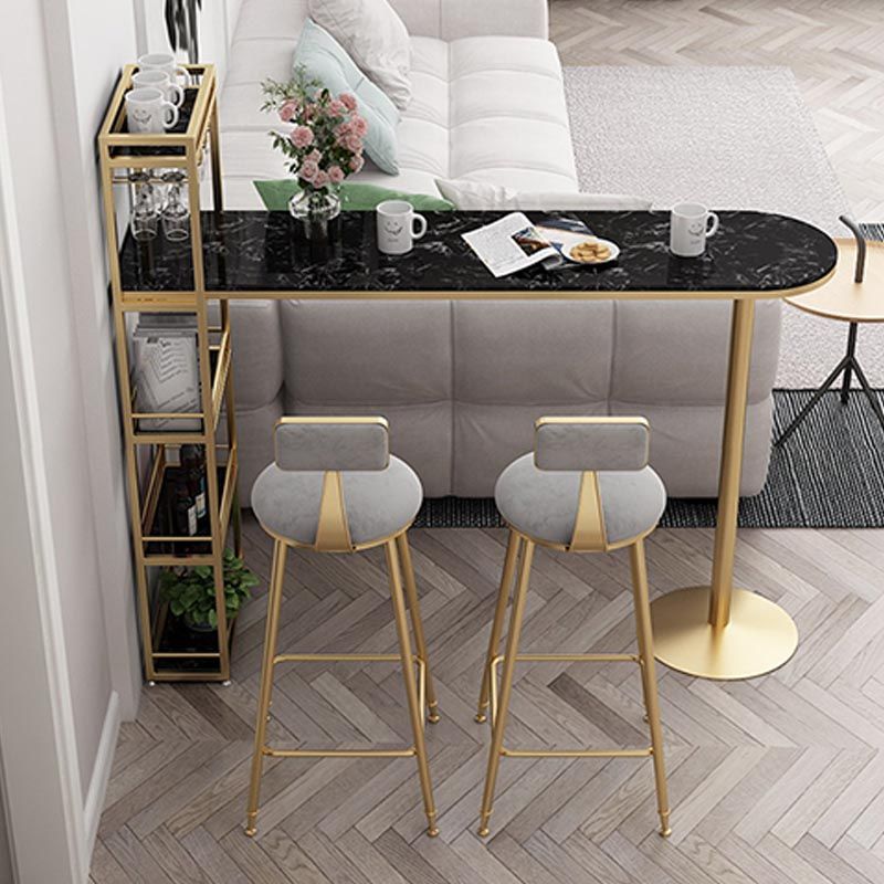 Glam Style Bar Table 42-inch Height Artificial Marble Top and Iron Pedestal Pub Table Clearhalo 'Bar Furniture' 'Bar Tables' 'bar_tables' 'furn' 'furn_bar_tables' 'Furniture' 'furniture_bar_tables' 'Kitchen & Dining Furniture' 1200x1200_586c5339-1728-45c6-9241-c9b4f7ae1b14