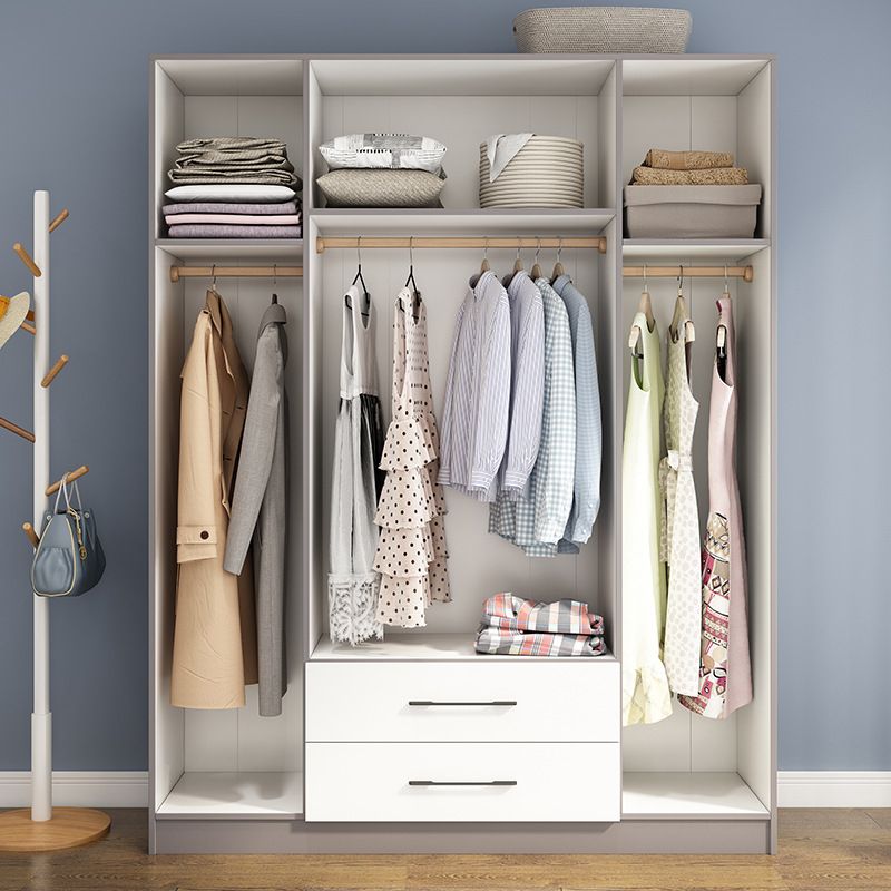 Wooden Wardrobe Closet With Shelves Contemporary Wardrobe Armoire Clearhalo 'Armoires & Wardrobes' 'armoires_wardrobes' 'Bedroom Furniture' 'furn' 'furn_armoires_wardrobes' 'Furniture' 1200x1200_586d7a2b-17ea-45b5-9690-7cb09d6284de