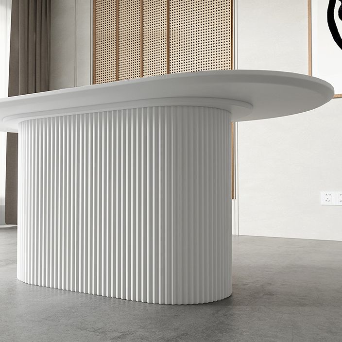 Modern White Top Dining Table Oval Dining Table with Wooden Base Clearhalo ' dining_table' 'Dining Tables & Seating' 'Dining Tables' 'furn' 'furn_dining_table' 'Furniture' 'furniture_dining_table' 'Kitchen & Dining Furniture' 'kitchen&dining_furn' 'kitchen' 'kitchen_dining_table' 1200x1200_586edf12-6cd0-43b5-8f62-7ff86536ba23