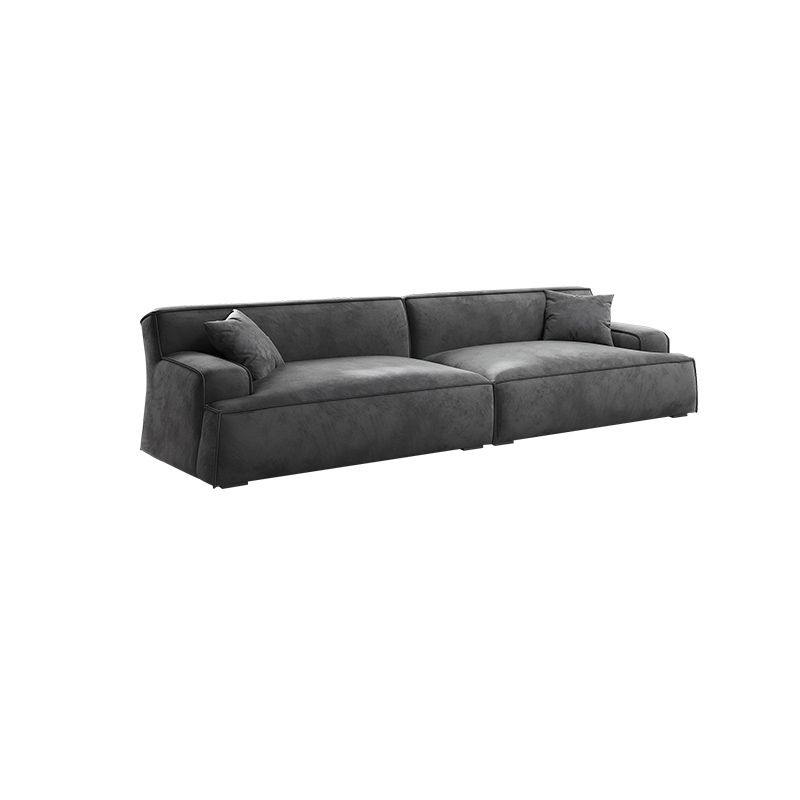 Nordic Living Room Square Arm Standard Sofa Dark Gray Geunine Leather Settee Clearhalo 'furn' 'furn_sofas' 'Furniture' 'furniture_sofas' 'Living Room Furniture' 'Sofa' 'sofas' 1200x1200_586f093d-bd42-4478-bd5e-be94e4a1b0ac