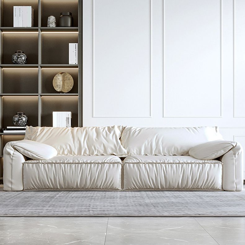 Contemporary Leather Sofa Pillow Top Arm Sofa with Cushions Back