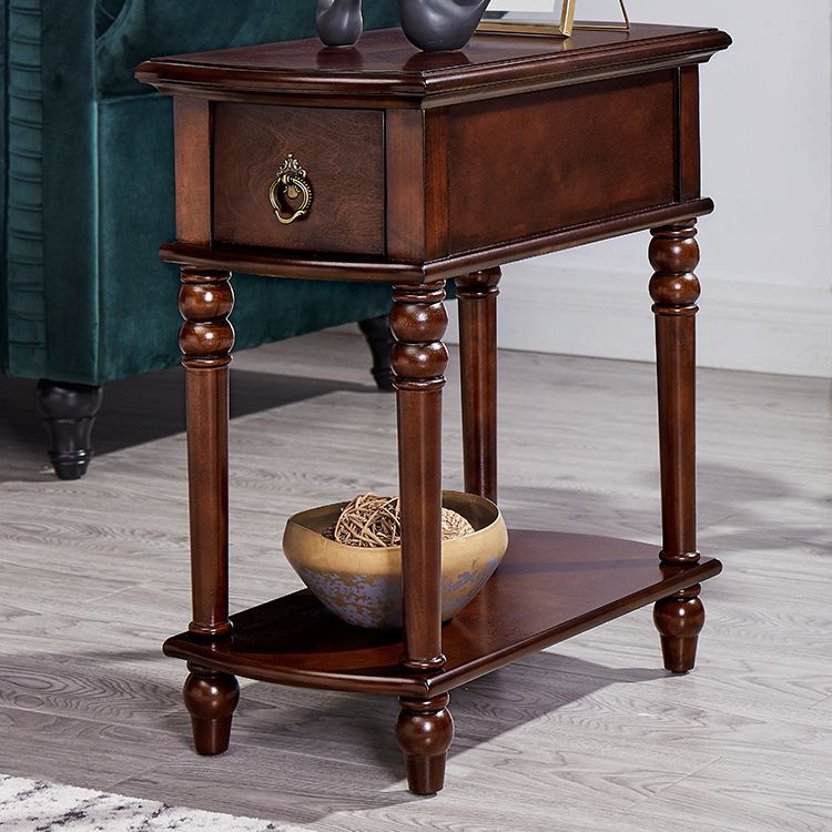 Mesa de extremo rectangular moderna 23 "de altura 4 patas de madera maciza mesa auxiliar