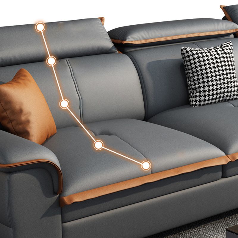 Grey Pillowed Back Cushions Furniture Sectionals with Pillows Clearhalo 'furn' 'furn_sectionals' 'Furniture' 'furniture_sectionals' 'kitchen' 'kitchen_sectionals' 'Living Room Furniture' 'Sectionals' 1200x1200_5871a8f4-e543-422a-956f-b014a4f8d13d