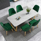 Glam Style Stone Top Table for Restaurant Rectangle Table with Gold Pedestal