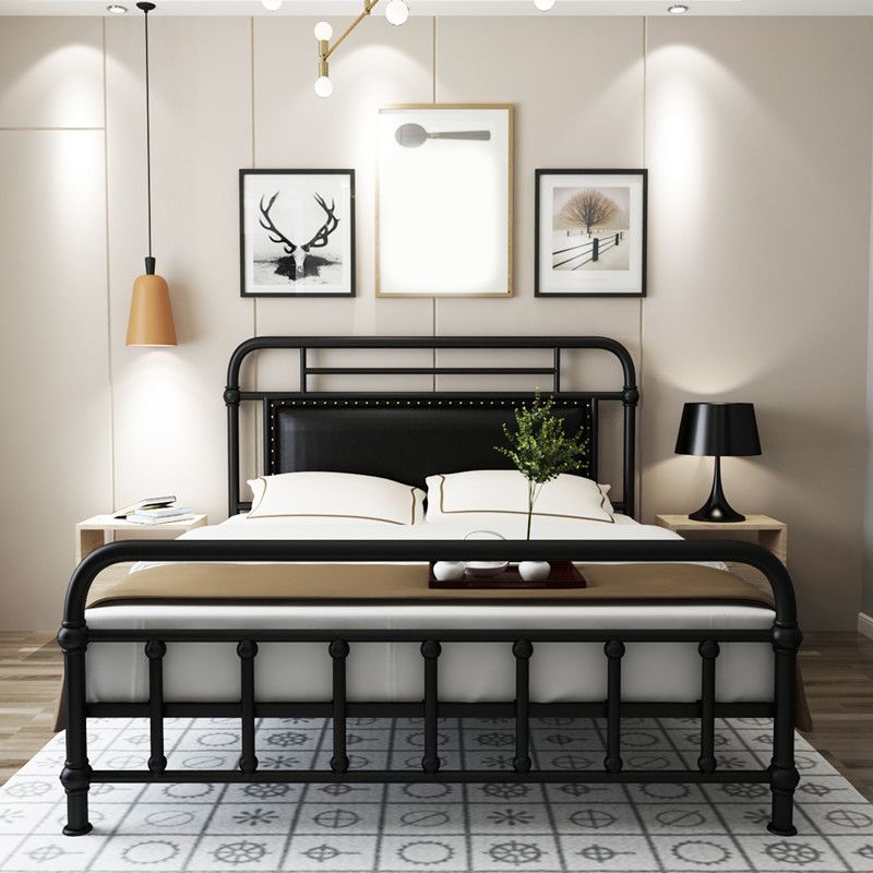 Industrieel metaal open-frame standaard bed, rechthoekig hoofdeinde bed