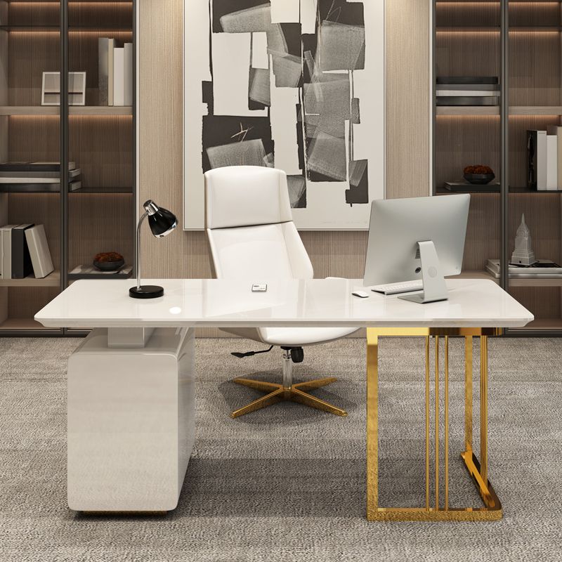 Escritorio de escritura de glamour rectangular con escritorio de oficina de archivos madera artificial