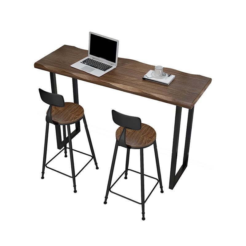 Juego de barra rectangular contemporáneo, mesa de mostrador de madera maciza de 1/3 piezas con taburetes de metal