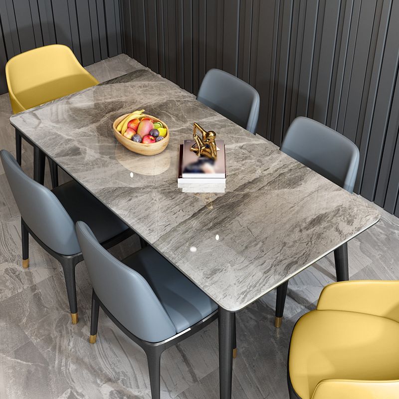 Stone Top Dining Table Modern Rectangle Table with 4 Metal Legs in Black Clearhalo 'Dining Tables & Seating' 'Dining Tables' 'dining_table' 'furn' 'furn_dining_table' 'Furniture' 'furniture_dining_table' 'Kitchen & Dining Furniture' 1200x1200_58751fbf-5589-441f-8a4b-b2865fa38cec