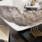 Set da pranzo da 1/5/7 PC con tavolo da dinette in pietra bianca lucida e sedie imbottite