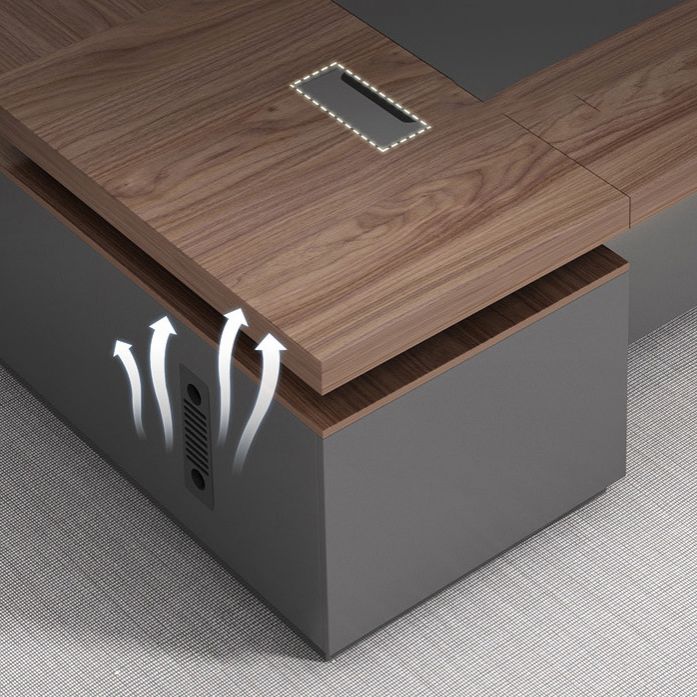 Kunstmatige hout executive bureau eigentijdse bruine l-vorm computer bureau