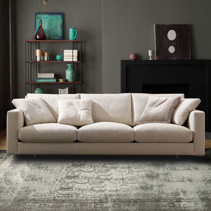 Modern Fabric Square Arm Sofa Standard Cushions Beige 4 Legs Sofa Clearhalo 'furn' 'furn_sofas' 'Furniture' 'furniture_sofas' 'kitchen' 'kitchen_sofas' 'Living Room Furniture' 'Sofa' 'sofas' 1200x1200_58782bdb-f55b-4117-a78a-e6da08fc7cb3