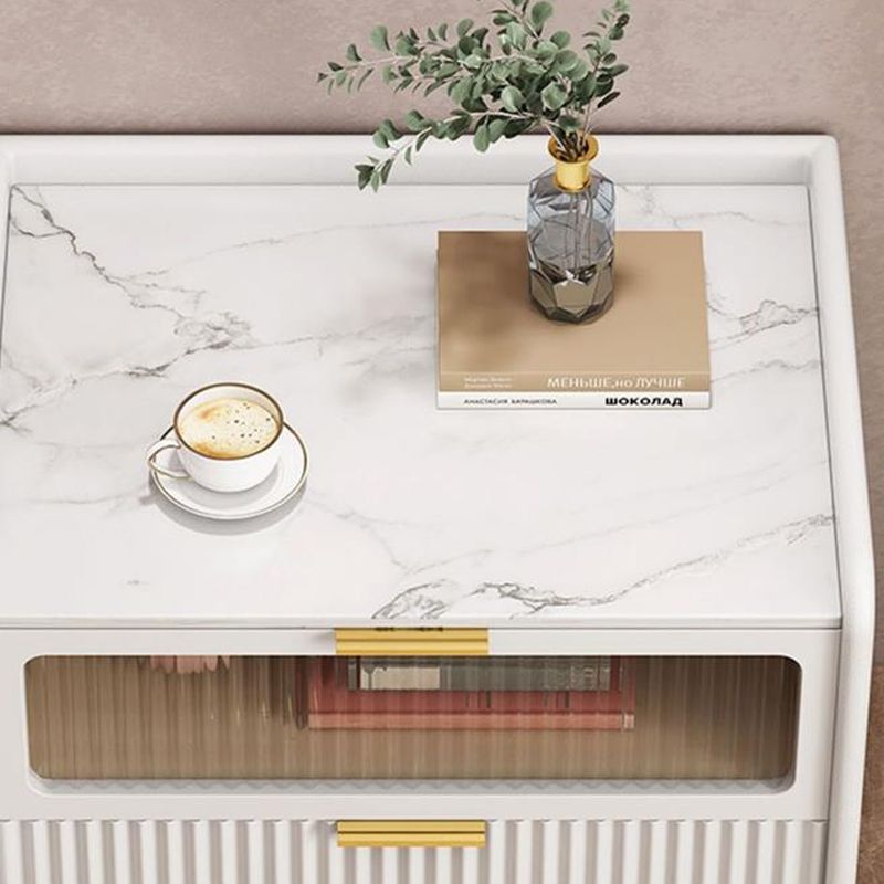 Cajones de 2 cajones incluyen mesa nocturna de la mesa de la piedra del lado de la piedra, 15.8 "de altura