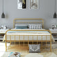 Metal Slat Bed Solid Color Open-Frame Bed With Custom Gold Legs