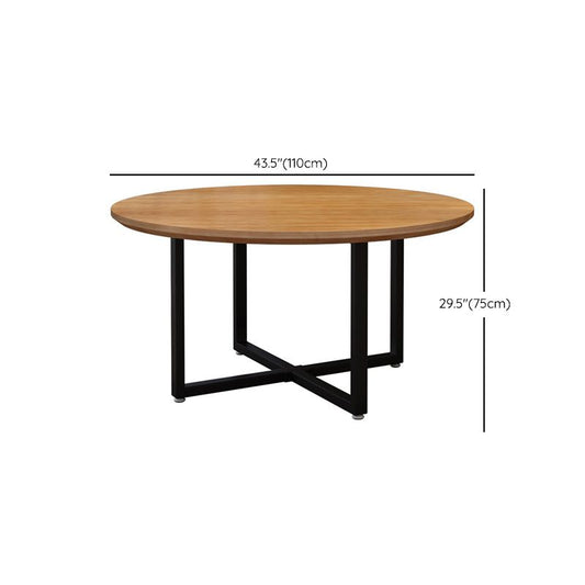 Metal Modern Round Indoor Table Pine Wood Top Table for Dining Room Clearhalo 'Dining Tables & Seating' 'Dining Tables' 'dining_table' 'furn' 'furn_dining_table' 'Furniture' 'Kitchen & Dining Furniture' 1200x1200_58799089-32da-4ad2-98aa-b3de4e7184d3