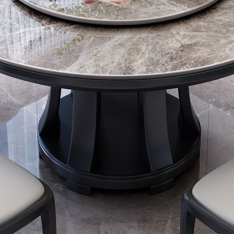 Sintered Stone Dining Table Round Wooden Base Dinner Table for Dining Room Clearhalo 'Dining Tables & Seating' 'Dining Tables' 'dining_table' 'furn' 'furn_dining_table' 'Furniture' 'Kitchen & Dining Furniture' 1200x1200_587cf93e-dae0-4d5d-b01f-5564eef12e84