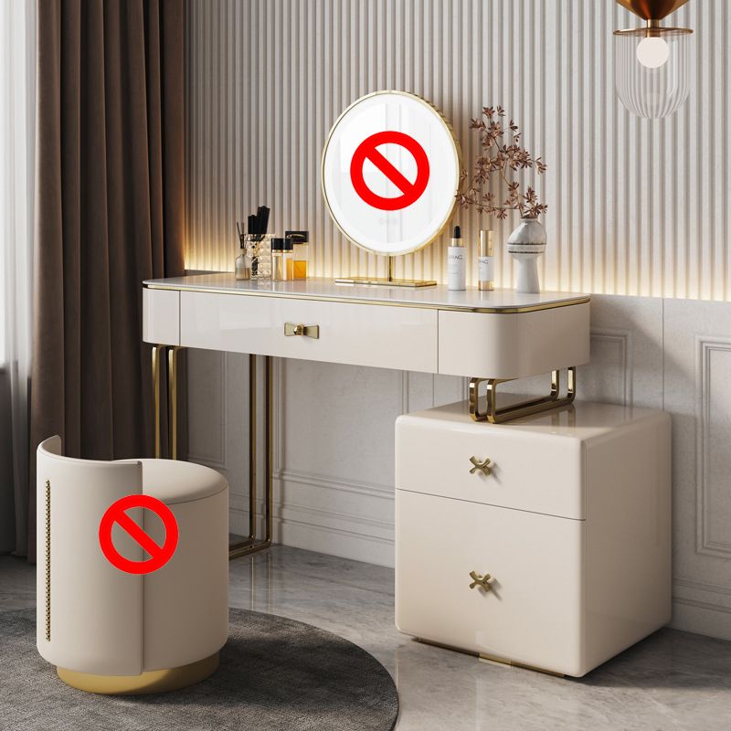 Beige luxueuze ijdelheidsset met ontlasting 2/4 opslagladen Kremmertje