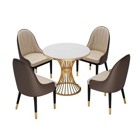 Scandinavian Sintered Stone Dining Room Set Standard Height with Gold Base Dining Furniture Clearhalo 'Dining Room Sets' 'Dining Tables & Seating' 'dining_room_set' 'furn' 'furn_dining_room_set' 'Furniture' 'furniture_dining_room_set' 'Kitchen & Dining Furniture' 'kitchen&dining_furn' 'kitchen' 1200x1200_587e2f36-31a7-4c31-bb4e-53d34e2344a0