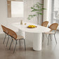 White Oval Dining Table Stone Top Dining Table with Double Pedestal Clearhalo 'Dining Tables & Seating' 'Dining Tables' 'dining_table' 'furn' 'furn_dining_table' 'Furniture' 'Kitchen & Dining Furniture' 1200x1200_587e8647-c81c-455b-806e-fc4381e9104a