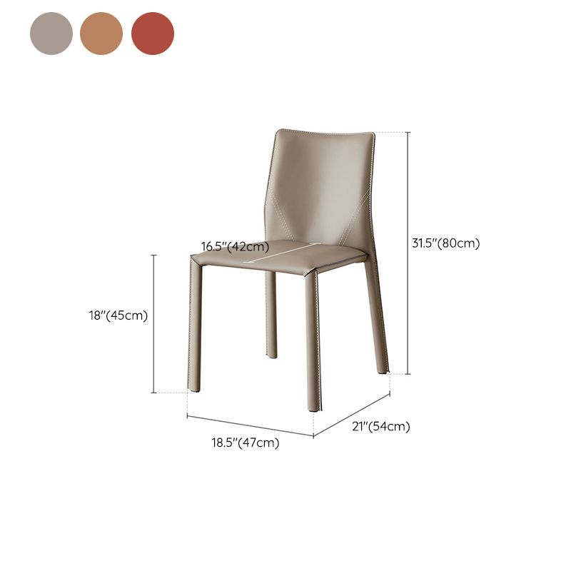 Nordic Style Side Chair Faux Leather Kitchen Dining Chair with Metal Frame (Set of 2)