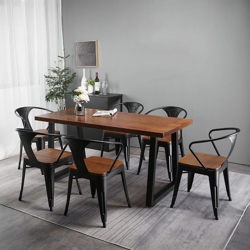 Industrial 1/2/5/7 Pieces Dining Set Solid Wood Dining Table Set for Home Clearhalo 'Dining Room Sets' 'Dining Tables & Seating' 'dining_room_set' 'furn' 'furn_dining_room_set' 'Furniture' 'furniture_dining_room_set' 'Kitchen & Dining Furniture' 'kitchen&dining_furn' 'kitchen' 1200x1200_5880a2e9-53e4-4581-99f8-2deb380eacb6