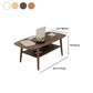 Table basse scandinave à 4 pieds avec étagère, table de cocktail en bois