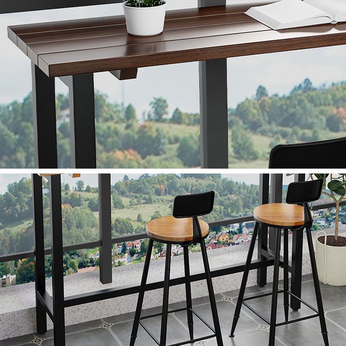 Rectangle Bar Dining Table Contemporary Bar Table with Trestle Base in Black Clearhalo 'Bar Furniture' 'Bar Tables' 'bar_tables' 'furn' 'furn_bar_tables' 'Furniture' 'furniture_bar_tables' 'Kitchen & Dining Furniture' 1200x1200_58822bf5-25a6-4dd4-ab9e-1574c5c2c1ac